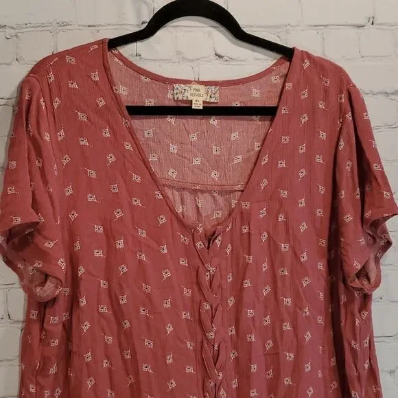 Pink Republic boho tie front top size XL - Picture 2 of 6